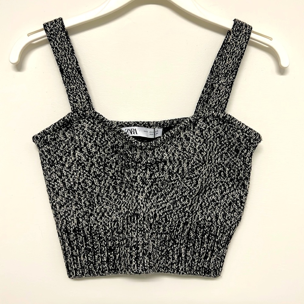 Zara sweater crop top - salt and pepper weave / SMALL